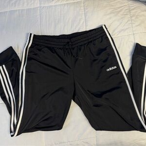 Adidas Black Joggers with White Stripes